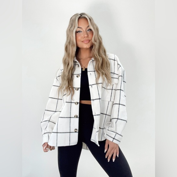 Plaid Button Down Shacket - Picture 2 of 12